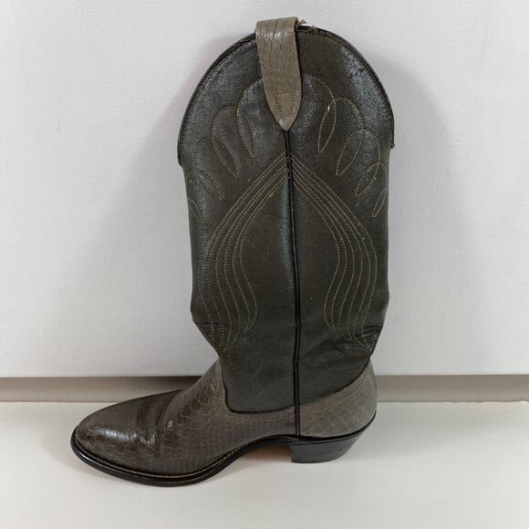 Laredo Womens Western Cowboy Brown Snakeskin Leather Boots 2" Heel Size 9 - Picture 6 of 14